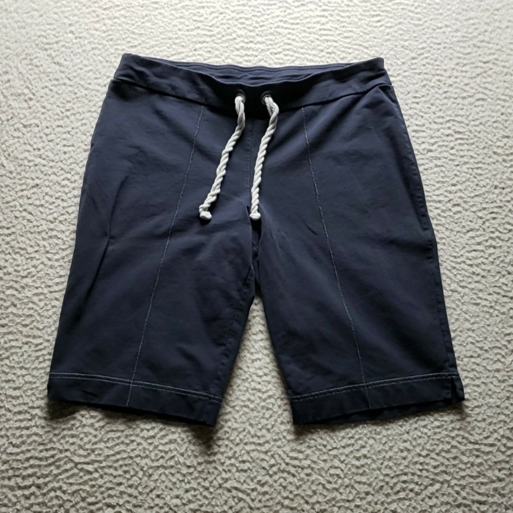Ann Taylor LOFT Bermuda Shorts Womens L Blue Jersey Drawstring Casual Summer